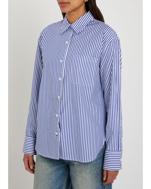 Rag & Bone Blue Connie Striped Cotton-Poplin Shirt