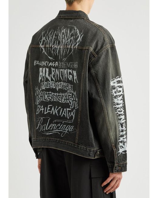 Balenciaga Diy Metal Printed Denim Jacket in Black for Men | Lyst UK