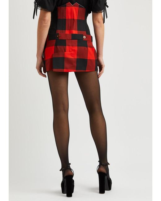 Vivienne Westwood Red Foam Checked Corset-effect Wool Skirt