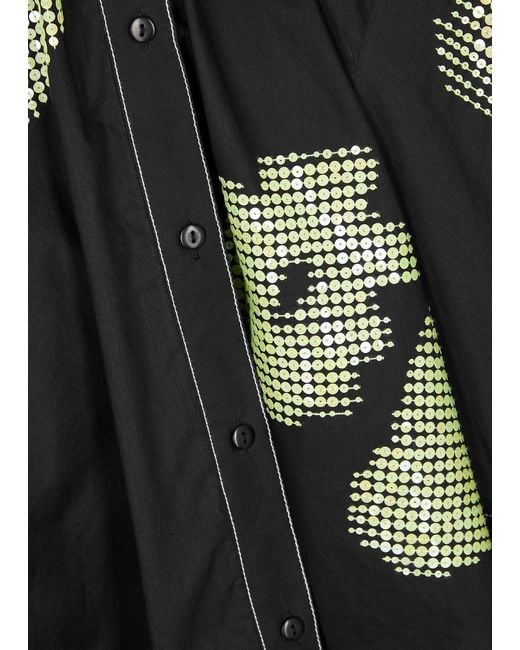 LOVEBIRDS Black Sequin-embellished Cotton Shirt