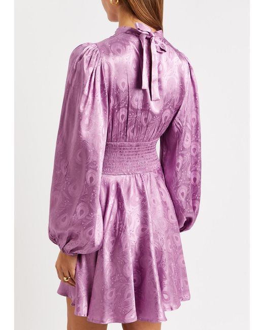 byTiMo Purple Floral-jacquard Satin Mini Dress