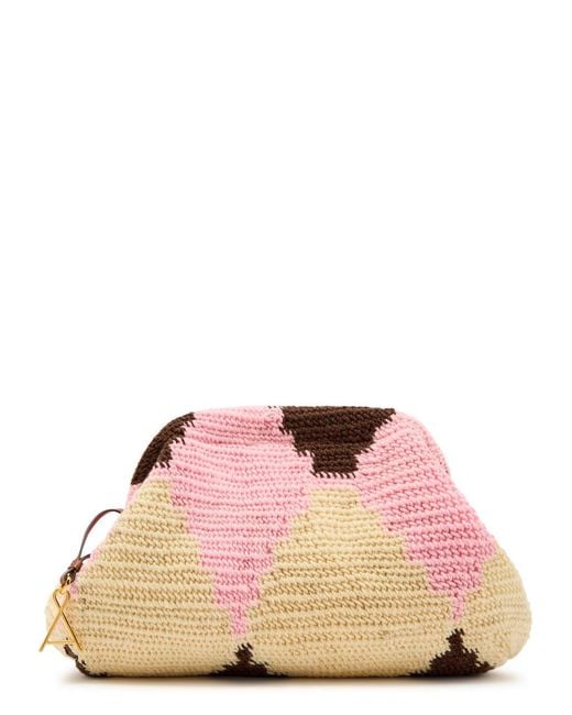 Among Equals Pink Bilum Patterned Wool-Blend Clutch