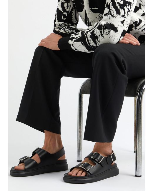 Alexander McQueen Black Leather Sandals for men