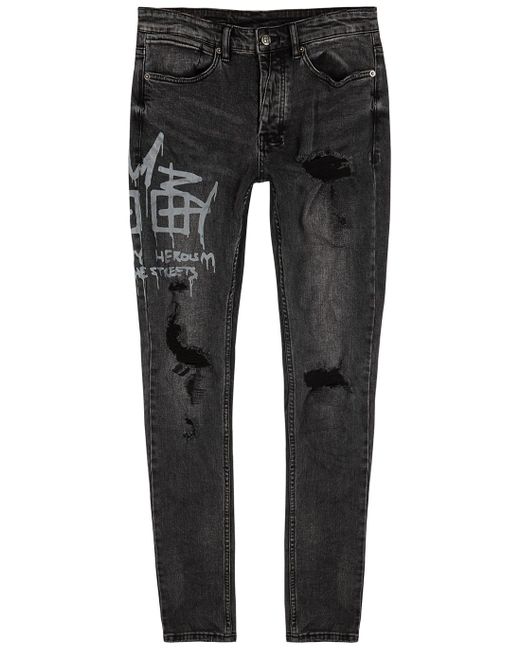 Ksubi Denim Van Winkle Faded Black Distressed Skinny Jeans for Men - Lyst