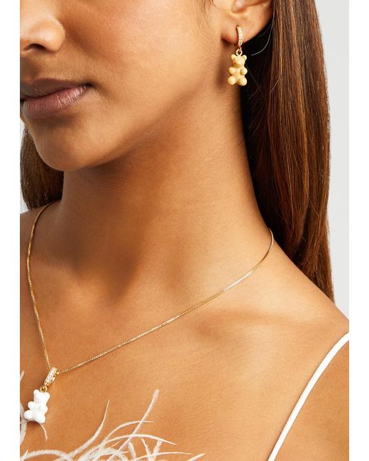 Crystal Haze Jewelry Metallic Nostalgia Bear 18kt Gold-plated Hoop Earrings