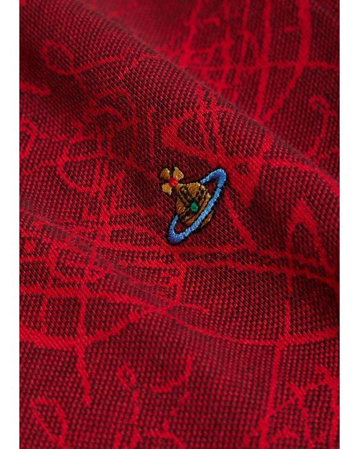 Vivienne Westwood Red Classic Logo-Jacquard Cotton Polo Shirt for men