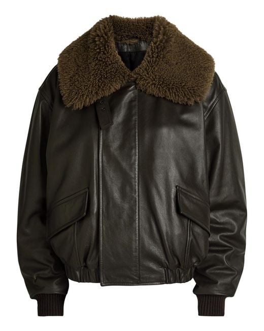 Lemaire Black Quilted Leather Jacket