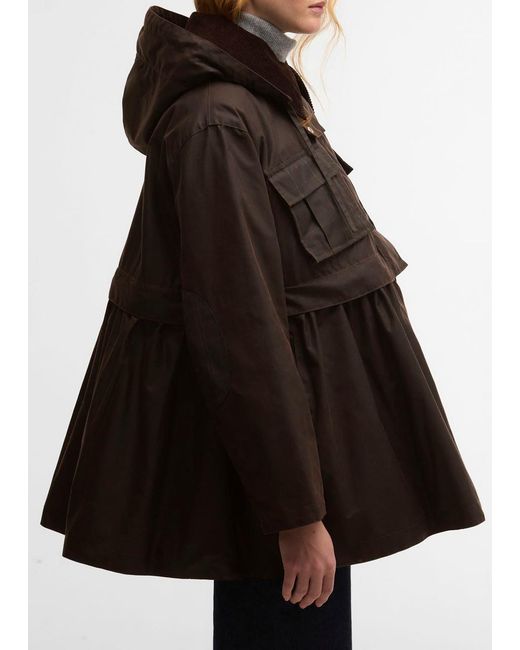 BARBOUR X GANNI Black Peplum Waxed Cotton Jacket