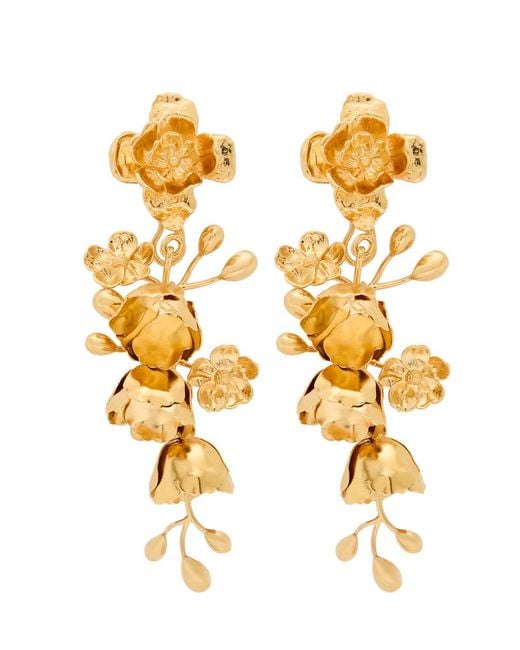 Chloé Metallic Floral-Tone Brass Drop Earrings