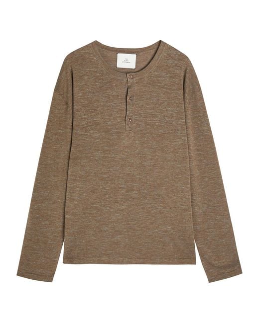 The Elder Statesman Brown Lenny Round-Neck Wool-Blend Henley Top for men