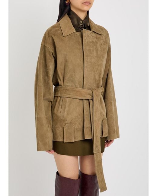 Khaite Natural Alder Belted Suede Jacket