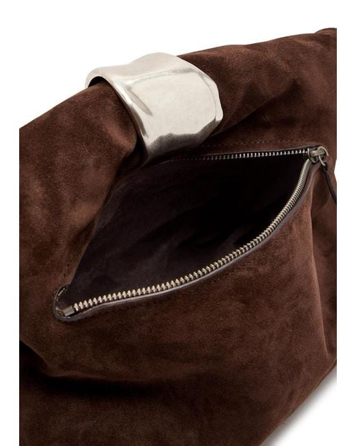 Staud Brown Cuff Suede Clutch