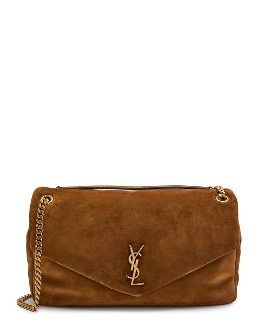 Saint Laurent Brown Calypso Large Padded Suede Shoulder Bag