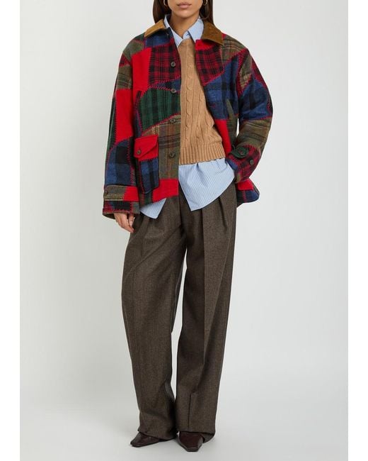 Polo Ralph Lauren Red Patchwork Wool-Blend Jacket