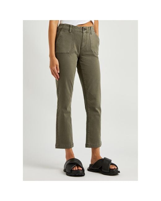 PAIGE Green Mayslie Straight-Leg Tapered Jeans
