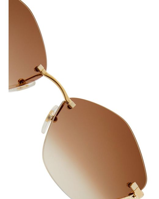 Cartier White Rimless Hexagon-frame Sunglasses