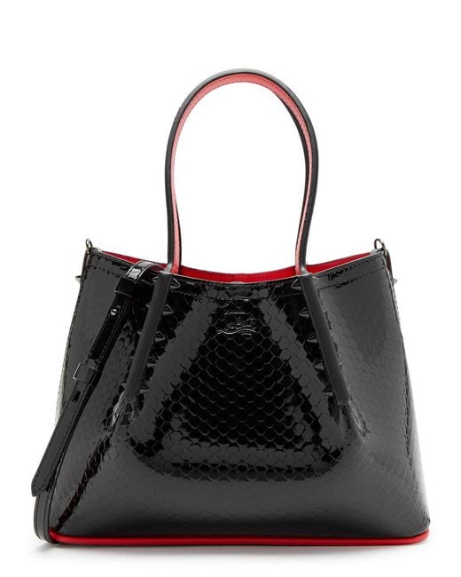 Christian Louboutin Black Cabarock Mini Patent Leather Top Handle Bag