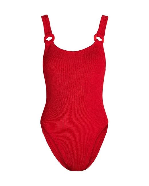 Hunza G Red Domino Crinkle Swimsuit
