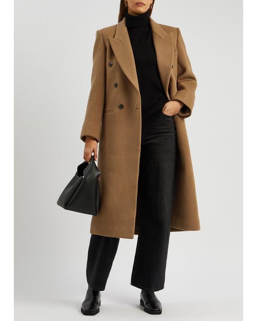 FRAME Natural Double-breasted Wool Coat