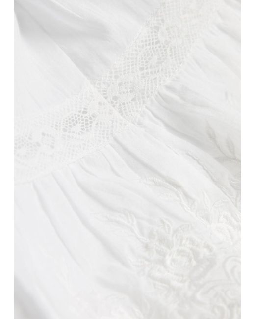 LoveShackFancy White Zuri Embroidered Cotton Mini Dress