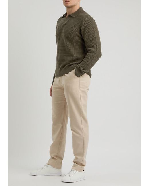 Sunspel Green Textured Cotton Polo Jumper for men