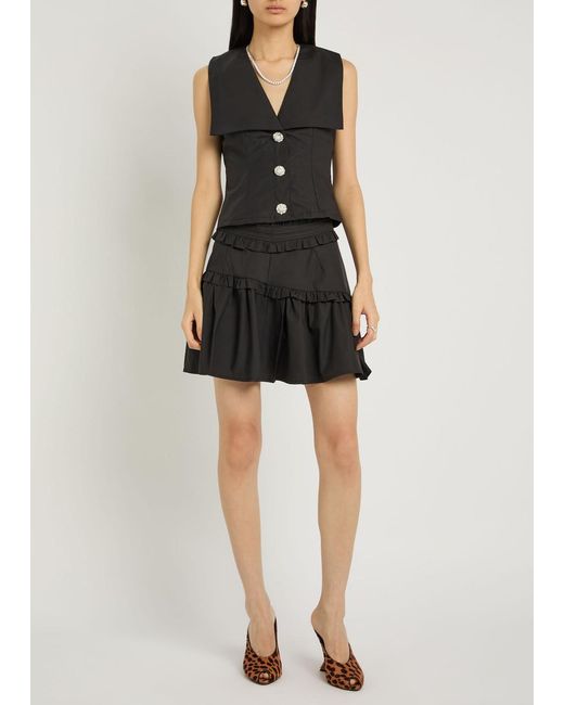 Sister Jane Black Birdie Collared Poplin Vest