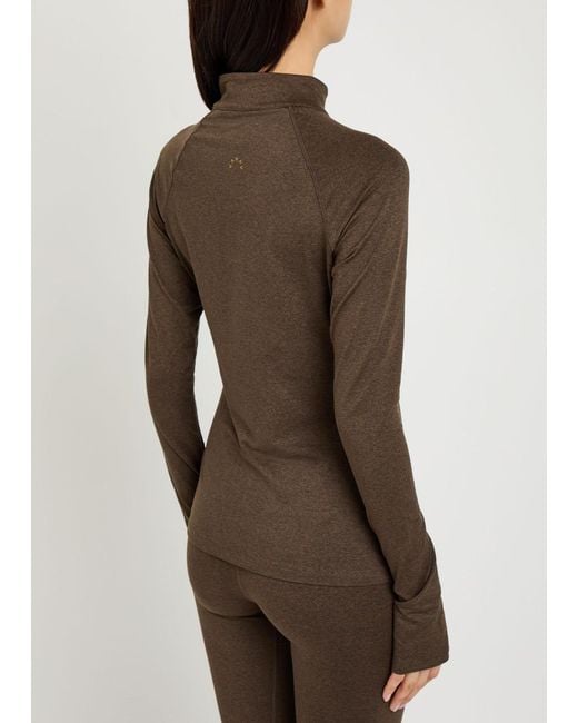 Varley Brown Always Warm Half-Zip Stretch-Jersey Top
