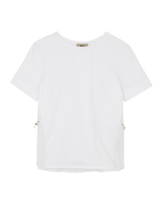 Herno White Panelled Cotton T-shirt