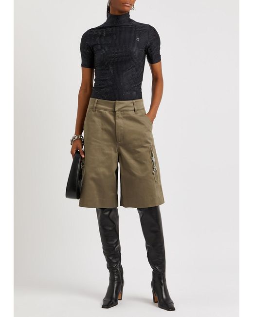 DARKPARK Natural Nina Crystal-embellished Cotton Cargo Shorts