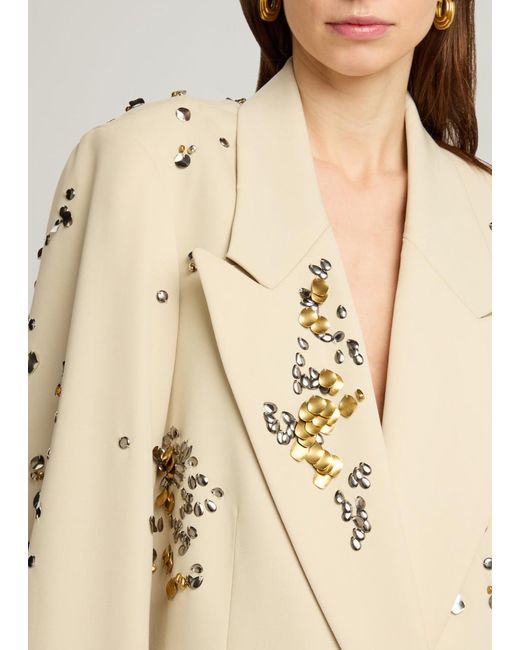 Dries Van Noten Natural Blink Embellished Double-Breasted Wool Blazer