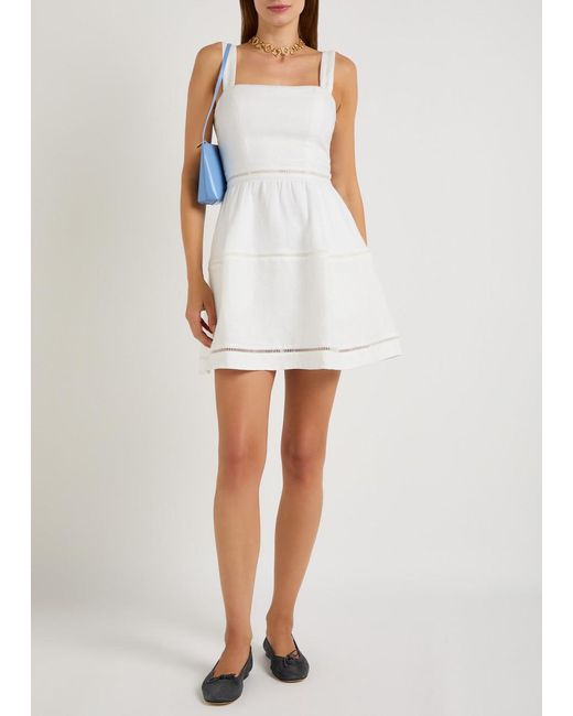 Reformation White Everett Linen Mini Dress