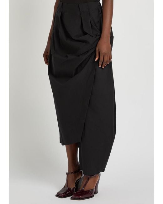 Issey Miyake Black Twisted Draped Cotton-Blend Trousers
