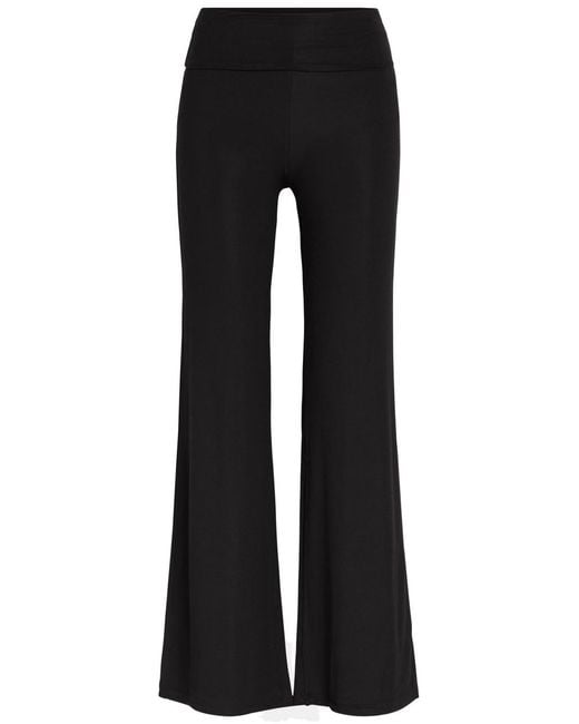 Tala Black Fold Over Flared-Leg Stretch-Modal Trousers
