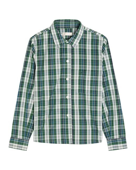 Suzie Kondi Green Vella Striped Cotton-Poplin Shirt