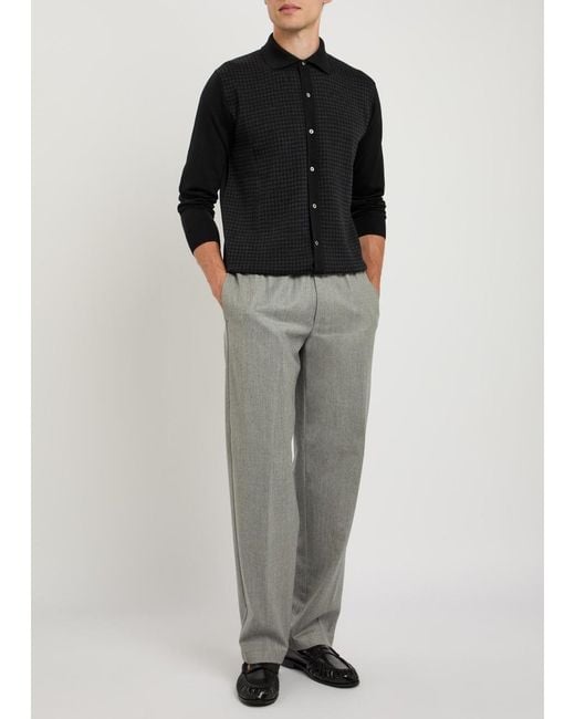 Lardini Black Houndstooth Wool Cardigan for men