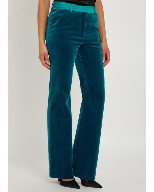 Rabanne Blue Straight-Leg Velvet Trousers