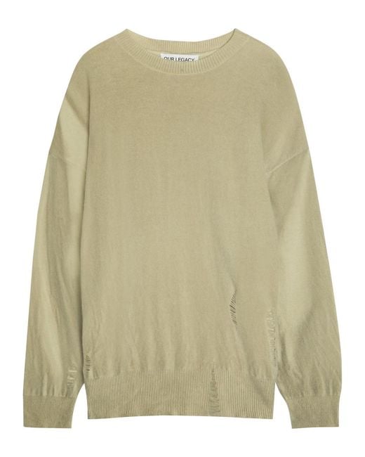 Our Legacy Natural Slant Distressed Effect Wool Jumper