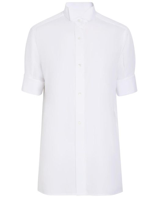 Maison Margiela White High-Neck Cotton-Poplin Shirt