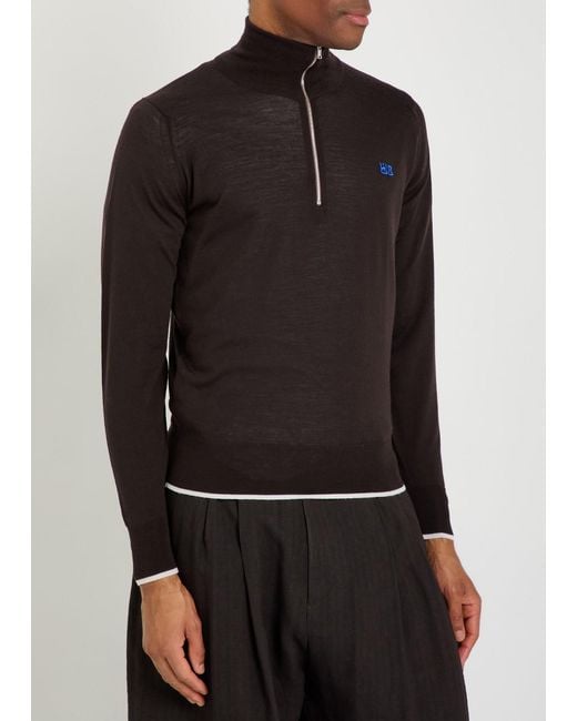 Wales Bonner Black Logo-Embroidered Fine-Knit Merino Wool Jumper for men