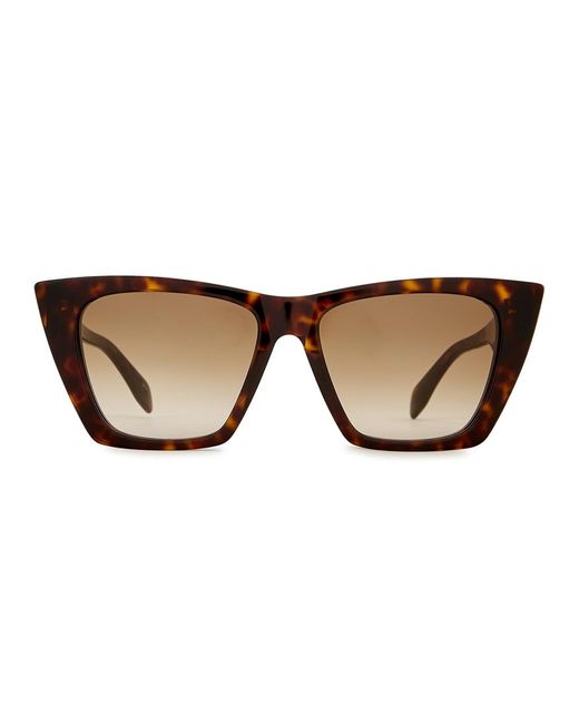 Alexander McQueen Brown Tortoiseshell Cat-Eye Sunglasses, Sunglasses