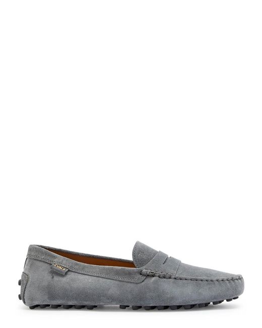 Tod's Gray Gommino Suede Loafers