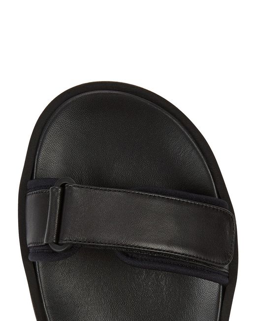 The Row Black Hook And Loop Leather Sandals