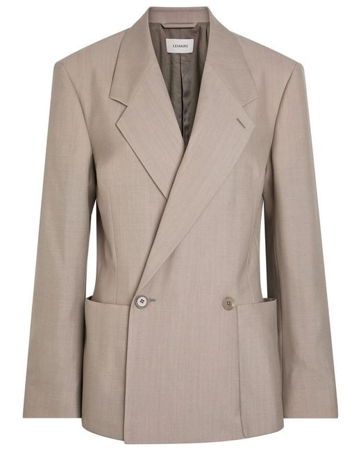 Lemaire Natural Double-Breasted Woven Blazer