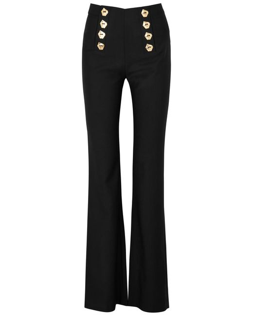 Violante Nessi Black Matisse Flared-leg Wool-blend Trousers