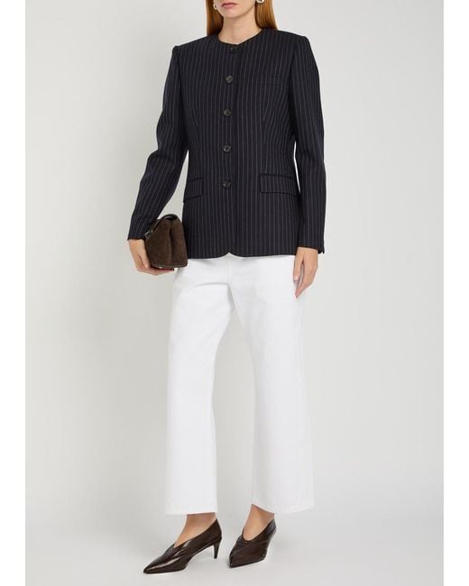 Nili Lotan Blue Gertrude Pinstriped Wool Jacket