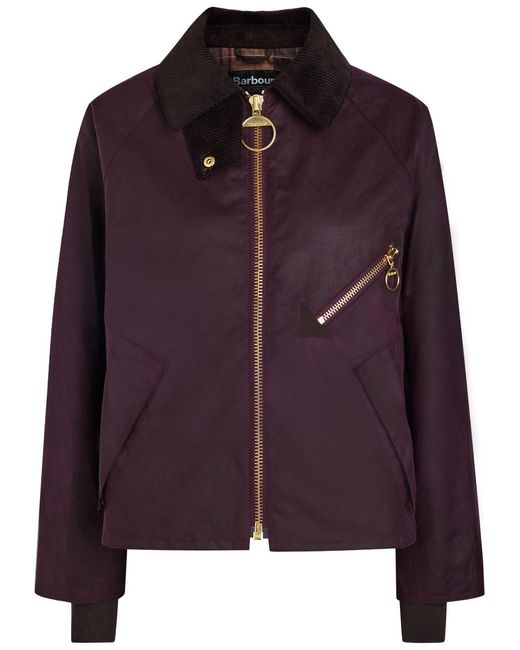 Barbour Purple Arlene Cotton Long Sleeve Full Zip Wax Jacket