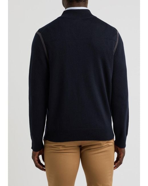 Paul Smith Blue Wool Half-Zip Jumper for men