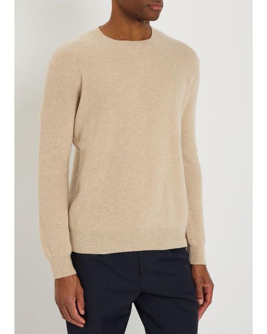 Lardini Natural Ribbed Wool And Cashmere-Blend Jumper for men