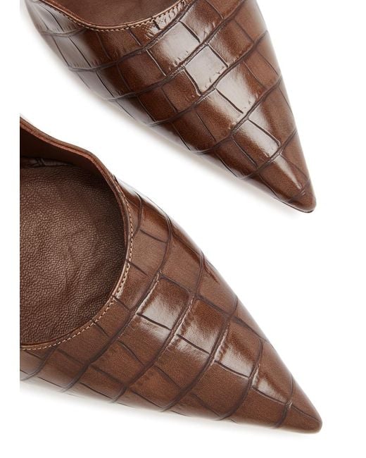Gia Borghini Brown Balantine 100 Crocodile-effect Leather Pumps