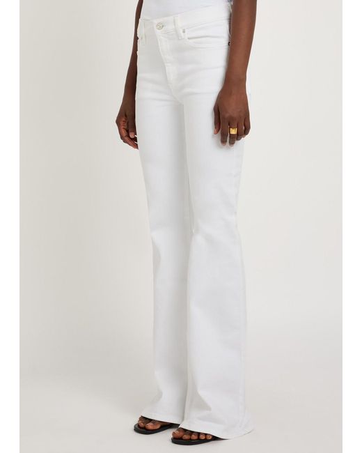 FRAME White The Icon Long Flared-Leg Jeans